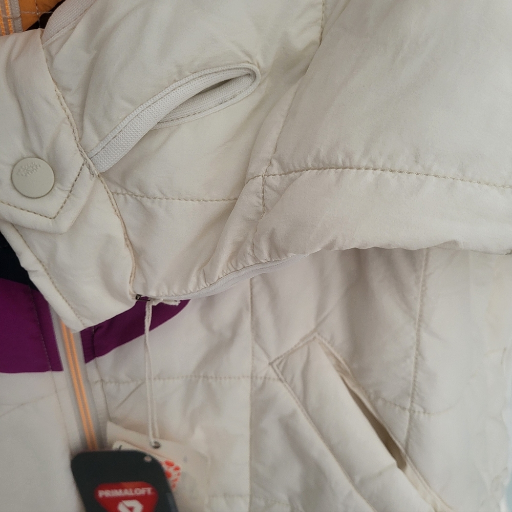 Free People Movement x‎ Hatch Puffer Jacket Ivory Chevron Oversized Medium - Picture 6 of 16